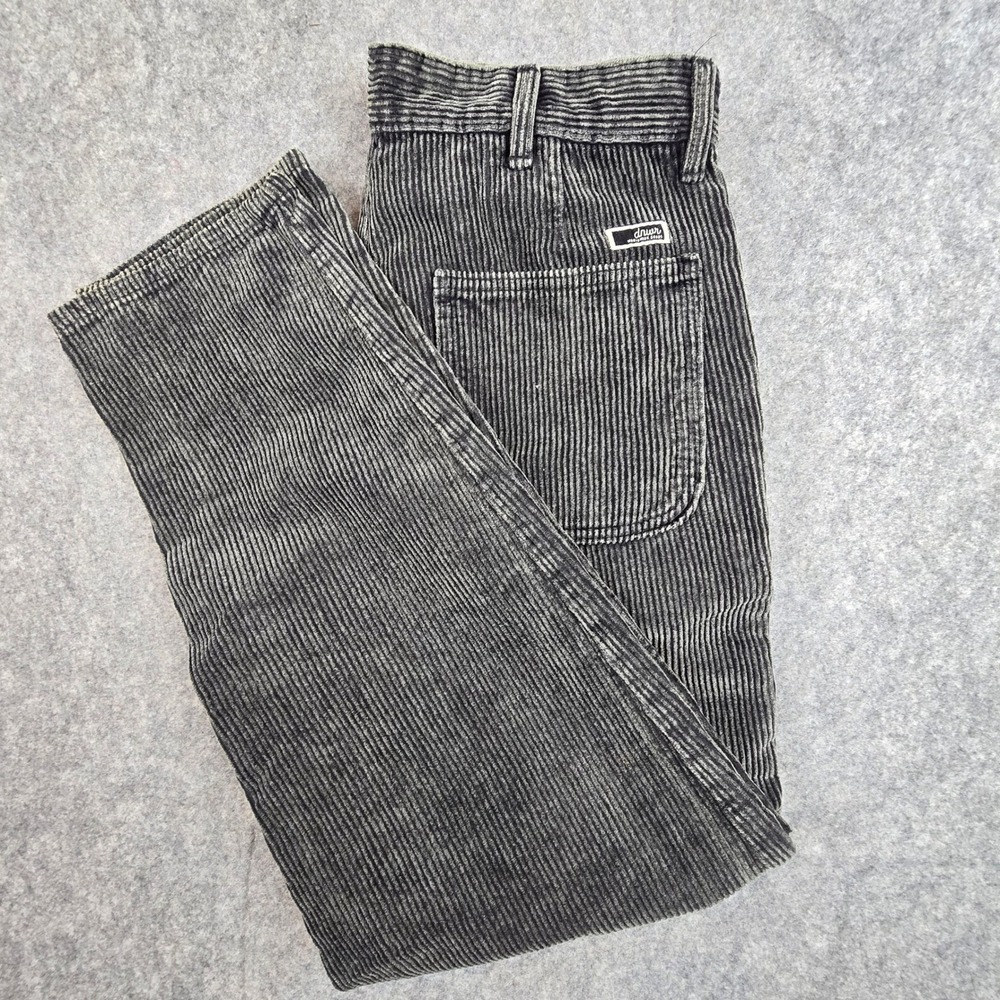 Zara DNWR Men 29 Acid Wash Black Corduroy Pants Tapered Wide Wale Streetwear
